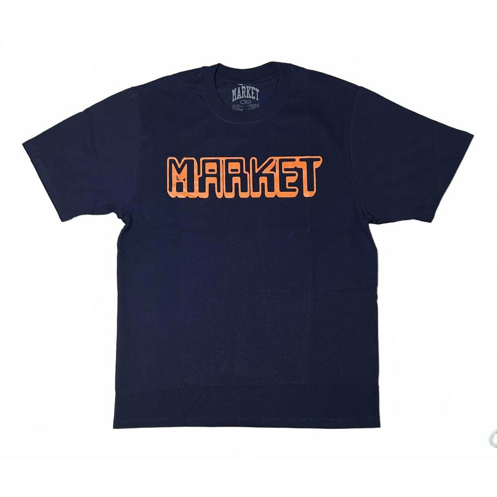 Market studios Men's Navy Blue Graphic T-Shirt Size Small Chinatown NWOT